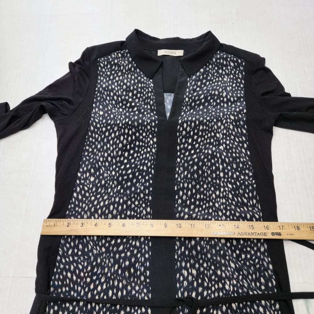 Oasis Animal Print Shirt Dress Black White Collared Long Sleeve S Chic Aesthetic - Picture 9 of 14
